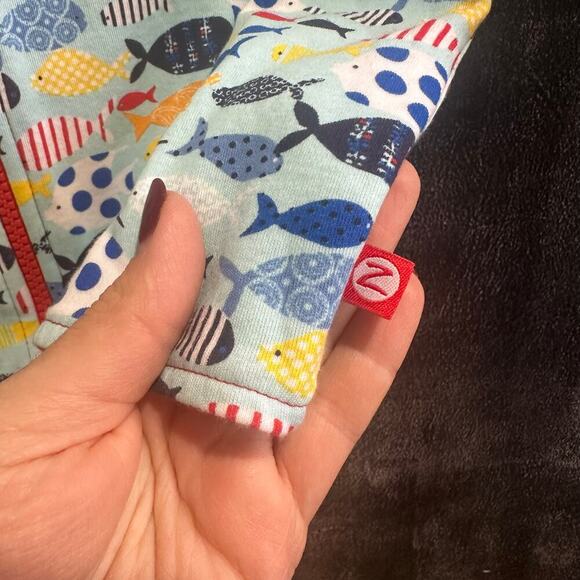 Zutano Unisex Reversible Stripes/ Fish Zip Up Jacket, EUC, Sz 4T (4C) - Picture 9 of 9